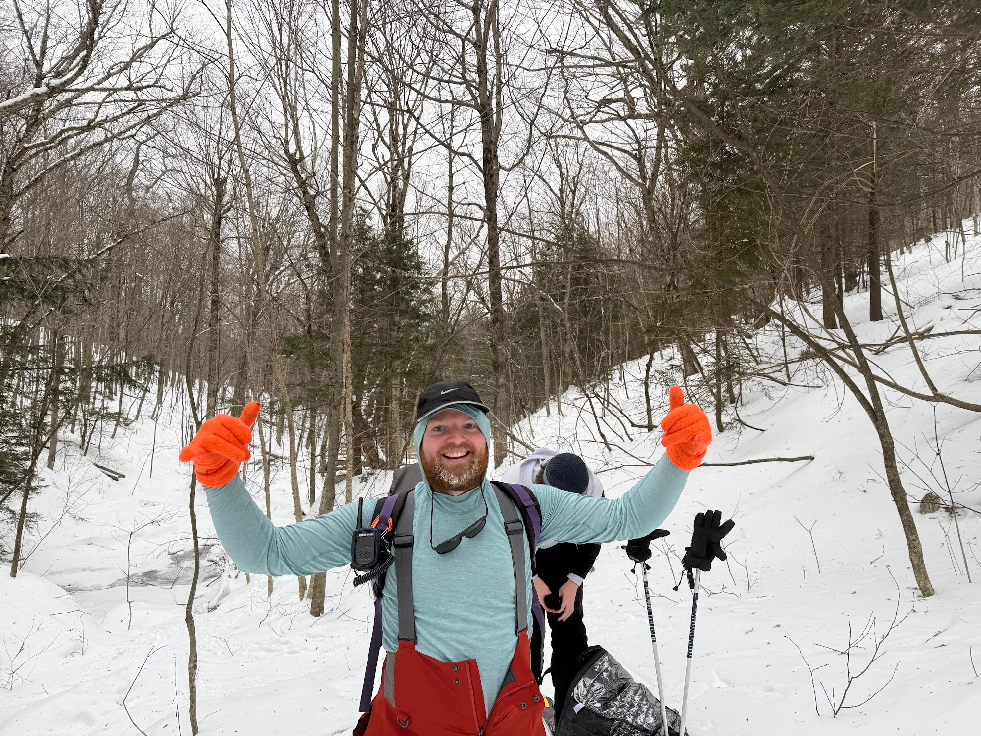 A winter outing in a snow-covered forest.